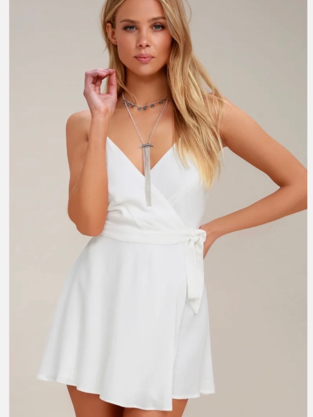 NEW WITH TAGS LULUS CAMDEN WHITE WRAP SKORT DRESS MINI XS X-SMALL RETAIL $52